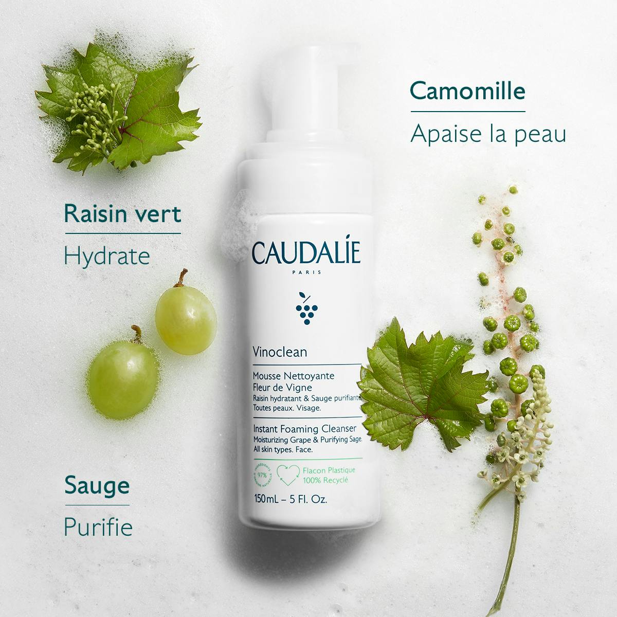 Mousse Nettoyante Visage Fleur de Vigne - 150ml